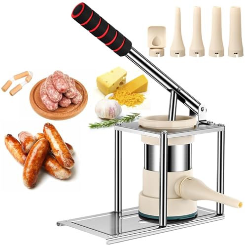 Yianyal Meat Stuffer for Sausage,5 Stuffing Tubes Manual Kitchen Stuffing Maker - Manual Kitchen Stuffing Maker, Sausage Filling Machine for Commercial and Home Use