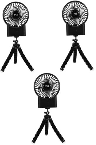 Housoutil 3 Piezas Abanico de pulpo ventilador portátil usb ventilador usb recargable inflable juguete pequeño de cochecito de cochecito de bebé AbS Black