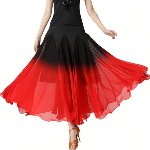 G-LIKE Damen Tanzkleid Rock Latein Walzer Tango Jazz Rumba Midirock | Schwingender Farbverlauf Tanzrock für Gesellschaftstanz, Samba und Modern Dance, ideal für Training und Party
