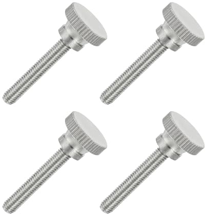 sourcing map 4 tornillos de cabeza moleteada plana M5 x 30 mm, acero inoxidable 304 totalmente roscado, tornillos de tornillo de pulgar para iluminación de electrodomésticos, equipos electrónicos