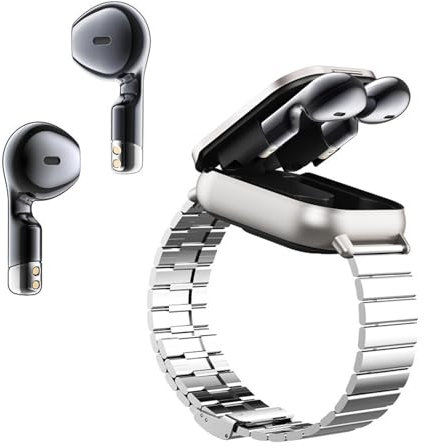 WOHPNLE Montre Intelligente avec écouteurs, 2 en 1 Montre de Sport avec écran Tactile HD 2.01 Pouces et Casque Bluetooth 5.0 Watch Tracker pour la Remise en Forme et Les activités de (Argenté)
