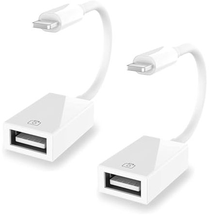 2 Pack Light-ning to USB 3.0 OTG Adapter for Camera [MFi Certified], Supports Connect USB Flash Drive, Keyboard, Mouse, MIDI Hub, Data Sync - Compatible with iPhone 11/12/13/14 Pro Max/Pad Air
