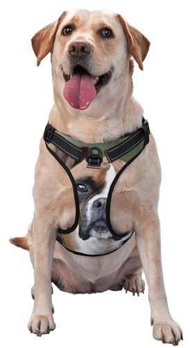 Chien Boxer,Harnais pour Animaux de Compagnie, Harnais réfléchissant réglable pour Chien,XL