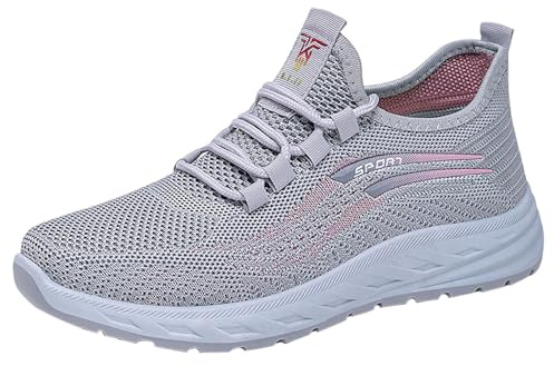 Zapatillas ergonómicas para mujer, para aliviar el dolor, zapatos ortopédicos de malla ancha, zapatos planos con cordones con soporte para el arco del pie, transpirables, antideslizantes, zapatos