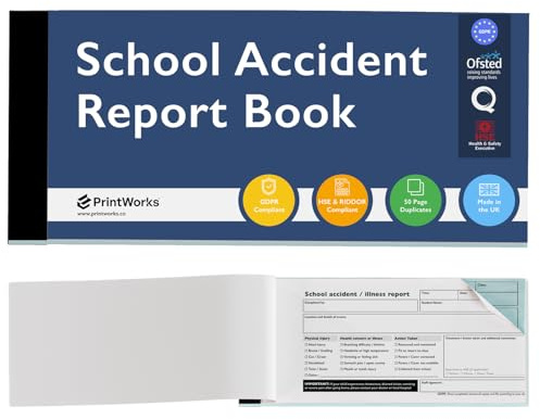 School Accident Report Book – 10 Pack – HSE, GDPR & RIDDOR Compliant Accident Book - First Aid & Incident Report Book with 50 Carbonless Duplicate Sheets - for Nursery, Primary, Secondary & Childcare