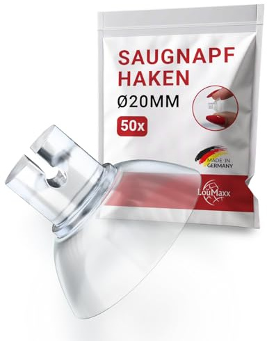 LouMaxx Saugnäpfe für Lichterkette mit Kabelschlitz, Ø 20 mm, 50 Stück | Saugnäpfe mit Kabelschlitz für Lichterketten ohne Bohren