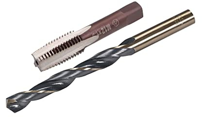 QUARKZMAN 1 Paire Métrique Main Taraud M12 Filetage 1,5 Pas 4 Droit Cannelures H2 Alliage Outil Acier, Droit Queue Hélicoïdal Forets Mèches 10,5mm HSS 4341 avec 10,5mm Queue