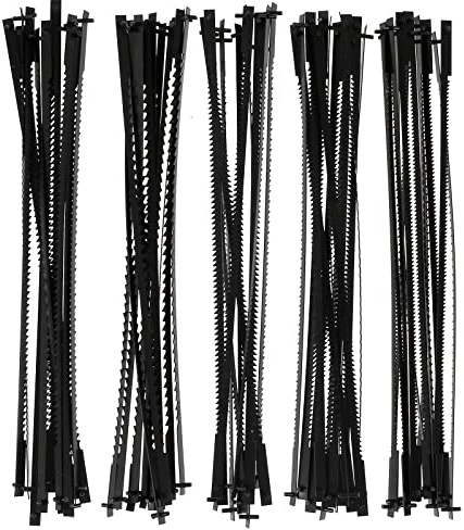 60 Stück Dekupiersägeblatt 127mm,Dekupiersägeblatt Set,Dekupiersäge Sägeblätter mit Stift 10/15/18/20/24 Zähne,Laubsägeblätter,für Holz,Kunststoff,Schaumstoff