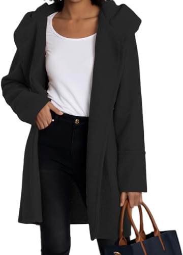 Cappotto Donna Invernale Autunno Elegante Giacca Calda Primavera Eleganti con Bottoni Cappotti in Pile Comodo e (IT, Testo, Taglia unica, Regular, Regular, Nero)