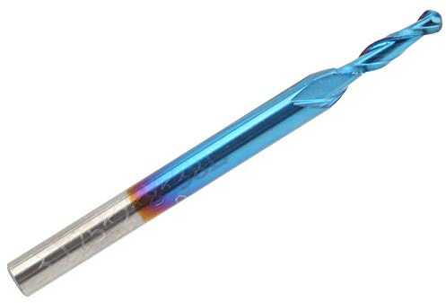 Kugelfräser, blau beschichteter Spiralfräser, Fräsen aus Wolframstahl, 3175 x 25 x 8 mm, 2 kugelförmige Spitzen für 3D-Reliefschnitzen, Gravieren und Fräsen