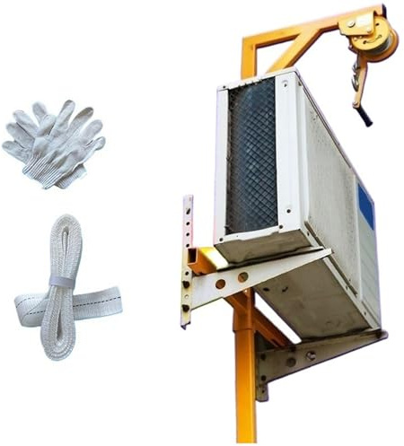 Kit di Sollevamento per Aria condizionata ad Alta Resistenza - Argano Manuale da 300 kg con Cavo autobloccante da 10 m e Staffa | Attrezzatura Essenziale per l'installazione di impianti HVAC