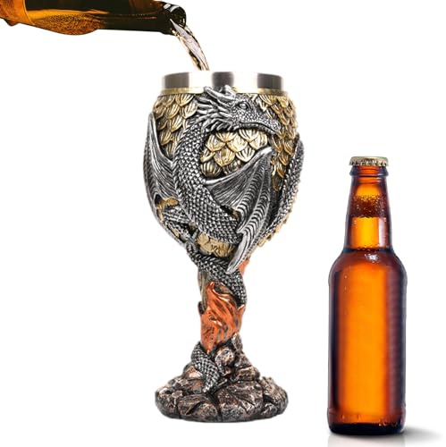 Cáliz de vino, vaso dragón medieval de acero inoxidable – cáliz de vino