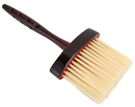 TYCIONG Brosse à Plumeau pour le Visage, Brosse à Plumeau de Cou de Nettoyage Doux Vintage à Long Manche avec Poils en Fibres, pour Barbier et Coiffeur