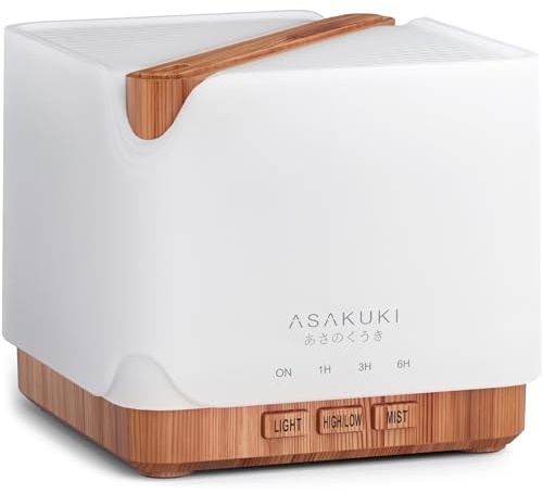 ASAKUKI Aroma-Diffuser 700ML– große Kapazität | Ultraschall Luftbefeuchter für Ätherische Öle, Aromatherapie Diffusor mit Abschaltautomatik, 7 LED-Farben für Zuhause Büro