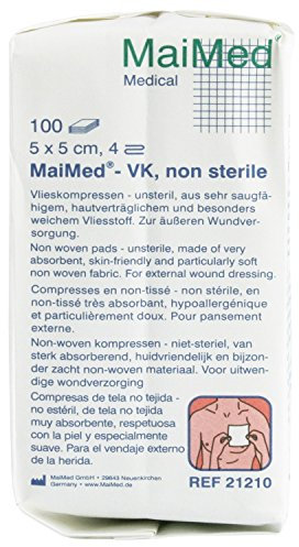 MaiMed - VK Vlieskompressen unsteril 4-fach 30 g, Größen:5 x 5 cm