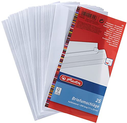Herlitz Briefumschläge DIN lang haftklebend ohne Fenster weiss Inh. 25 Stück