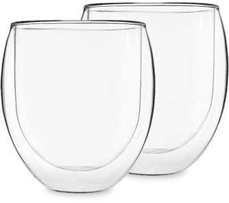 Feelino Teerosen-Shop Lot de 2 tasses à thé en verre avec double paroi thermique Effet flottant Passe au lave-vaisselle Passe au lave-vaisselle