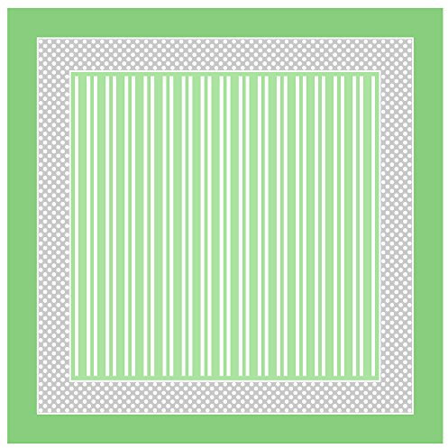 TigerTie Seiden Nickituch Satin in grün grau weiss gestreift-gepunktet - Größe 50 x 50 cm