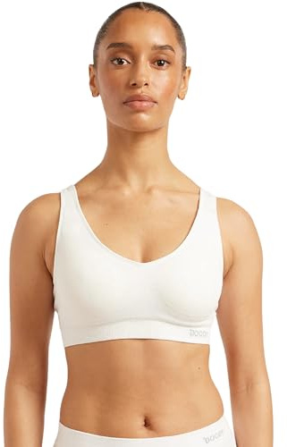 Boody Women’s Seamless Padded Crop Bra | Bras for Women | Seamfree Comfort Bamboo Bralette | Non-Adjustable Straps White