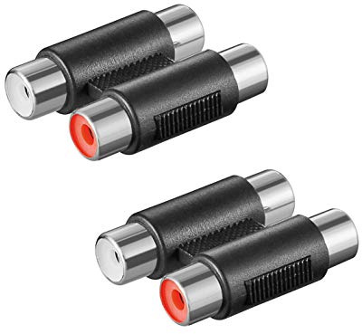 2X Audio Adapter | 2X Cinch Buchse auf 2X Cinch Buchse | Stereo Verbinder Chinch Doppel Kupplung RCA | Schwarz | 2 Stück