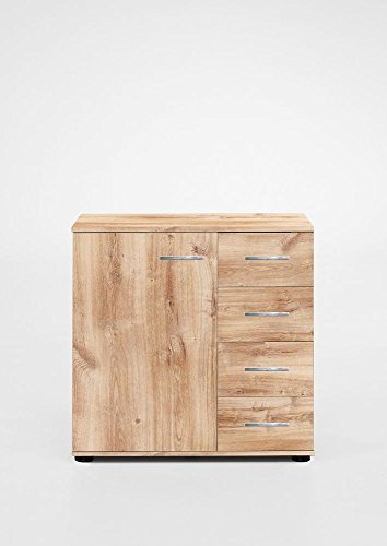 Beauty.Scouts Möbel EXTARA Collection Kombikommode Siblo Kommode Schrank Flurkommode Garderobenschrank Regal Sideboard Aufbewahrung Flur Wohnzimmer Schlafzimmer Plankeiche NB 81x83x41cm