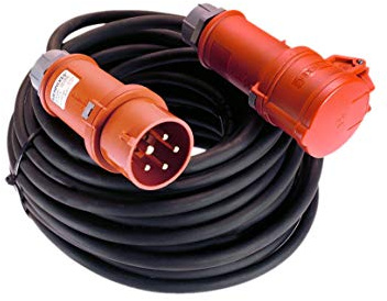 CEE-Stromkabel 32 A 5-polig, Querschnitt 4 mm² Verlängerungskabel Starkstromkabel Kraftstromkabel Starkstromverlängerung Gummiverlängerung H07RN-F 5G4, spitzwassergeschützt IP 44-25 m