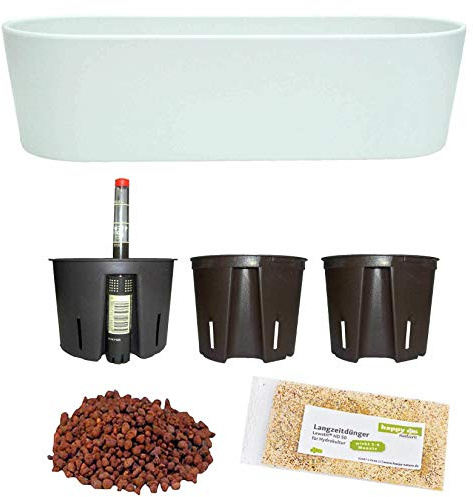 Set7 7 teilig Kunststoff Flori Pflanzschale Weiss für Hydrokultur L 26.5 cm B 10.0 cm H 08.0 cm
