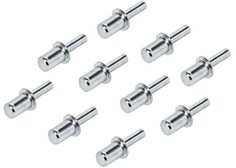 Gedotec Fachbodenträger Regal-Halterung Metall zum Einbohren - Billy | Regalstift Stahl vernickelt | Befestigung für Holz-Böden mit Bohrloch Ø 3 und 5 mm | 100 Stück - Regalbodenträger zum Einstecken