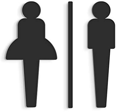 SIGNS - Plaque signalétique toilettes en Relief (15 cm) - Set adhésif Design Toilette SA100. Plaques toilette homme femme de salle de bains - Autocollants pour les wc restroom (Noir)