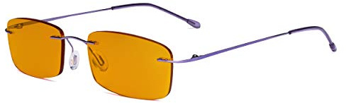 Eyekepper Computer-Brille - Blaulicht-Schutz Lesebrille mit orange getönter Filtergläser für die Nacht - Randlose,blendschuz UV-Strahlen schutz Damen Herren,Lila