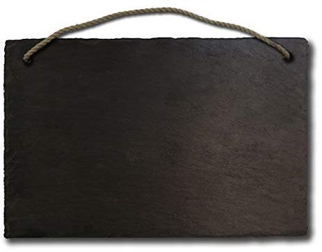 elbedruck Schiefertafel zum Aufhängen, Schieferplatte zum Beschriften mit Kreide, ca. 20x30cm Klingelschild Türschild naturbelassen Kreidetafel, Memotafel (mit Kordel)