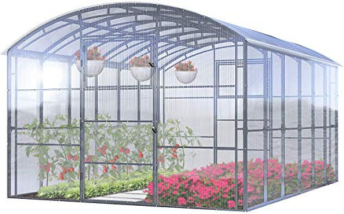 Invernadero Jardín Ruby Pro 3x4 Metros 12 M² Policarbonato Transparente 4mm, Marco Acero, Varios Modelos y Tamaños, Ideal Huerto Plantas y Cultivos
