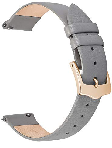 Klassisches dünnes Leder Uhrenarmband für Damen, Schnellverschluss, 12-20mm | Leichtes Tragegefühl, weiches Wildlederfutter, schlankes Profil, elegante Optik, Alltag & Büro