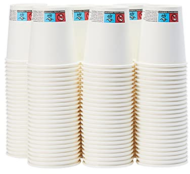Amazon Basics Hot Drinks Polyethylene Paper Cups, 207 ml, Pack of 150, White
