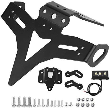 Support de Plaque d'immatriculation de Moto, Support de Plaque d'immatriculation arrière Garde-Boue rangé avec lumière LED adaptée pour MT-07 FZ-07 13-20 Die bestraft das kennzeichen des