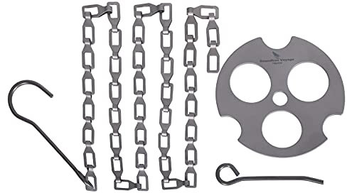 Boundless Voyage Camping Tripod Board Adjustable Titanium Hanging Chain with Hooks Fixed-loop for Pot Cup Grill Hanging Basket Ti9012O