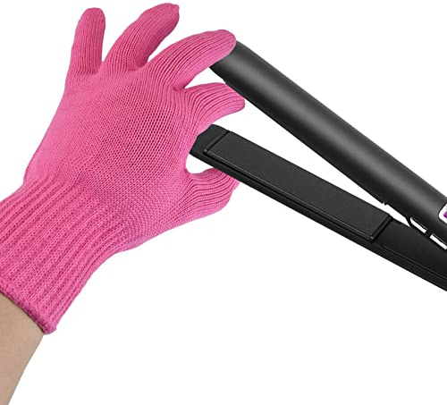 FOHOLA 1 Pcs Professional Heat Resistant Gloves for Hair Styling, Heat Protection Gloves for Curling Wand (1 Pcs, Pink)