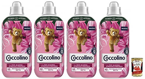 4x Coccolino Sensazione Seta,100 Tage Parfüm und Frische,Konzentrierter Weichspüler,Seide, 42 Wäschen, 980ml + Italian Gourmet Polpa di Pomodoro 400g Dose