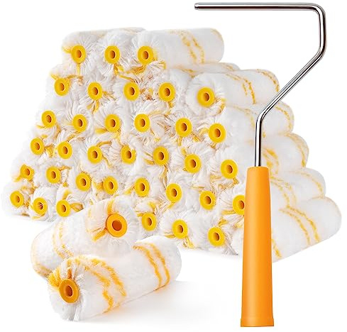 Mister Rui Paint Rollers, Nylon Paint Roller 4 (100MM), Mini Paint Roller Covers, Used with Water- and Oil-Based Paints, Tough Nylon Fabric Durable Enough to be Used on Semi-Rough Surfaces