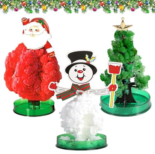 Mini Weihnachtsbaum Künstlich, 3 Stück Kleiner Weihnachtsbaum Growing Itself, Romantischer Magischer Papier-Baum, DIY Kristall-Züchtungs, Kreatives Spielzeug, Kinder