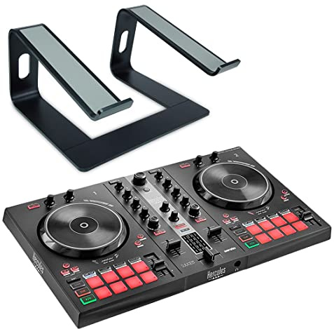 Hercules DJControl Inpulse 300 MK2 2-Deck DJ Controller + keepdrum Laptopständer Schwarz
