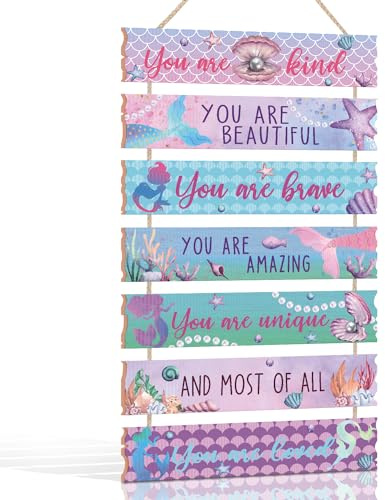 KAIRNE Mermaid Inspirational Positive Quote Panel Hanging Wall Plaque Sign