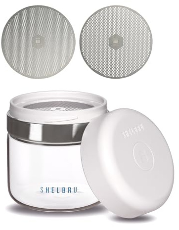 SHELBRU Coffee Sifter/Sieve for Microfines in Coffee Grounds - 2 Stainless Steel Filters Included - 800um for Coarse Ground, 500um for Medium Ground