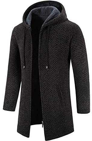 T-Shirt Vintage Anni 90 Cappotto Lavorato a Maglia Cardigan Caldo da Uomo Autunno e Inverno con Cerniera con Cappuccio Solido Champagne E Montagne