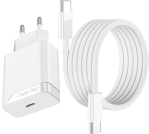 Chargeur Rapide pour Samsung A17 A16 A15 A57 A56 A55 A37 A36 A35 A27A07 | 25W Prise Secteur Type C Quick Charge, Bloc Charger Adaptateur AVCE USB-C Cable 1.5 m