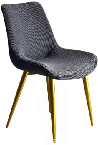 Mswborml Lot de 2 Incurvée Housse Extensible pour Chaise Scandinave, Coquille de Salle À Manger Lavable, Couverture de Siège de Table À Manger, Dark Gray