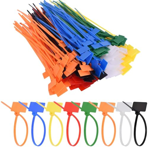 250 Stück Kunststoff-Kabelbinder, Nylon-Kabel, Reißverschluss, mehrfarbig, Etiketten, Sicherheitsetiketten aus Kunststoff, selbstsichernde bunte Kabelbinder, für Schuhe (mehrfarbig)