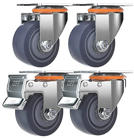 Gummierte Trolley-Räder, Lenkrollen für Trolleys, Möbelrollen, Industrierollen aus Vollgummi für den Innen- und Außenbereich, Lenkrollen aus Gummi mi