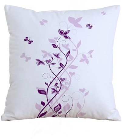 AELKSP Fundas de Cojín 50x50 cm,Árbol Violeta, Violeta, Persa, Flores Lilas con Mariposa, Planta ornam,Fundas de Cojín Decorativo para Sofá,Cama, Silla,Salón,Coche.Modernas y con Cremallera Invisible