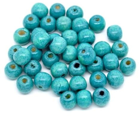 200 Stück Holzperlen 9x10mm mit 3mm Loch Rund Hellblau zum basteln auffädeln Kugeln Perlen aus Holz Bastelperlen für DIY Schmuck Schmuckherstellung Armbänder Ketten